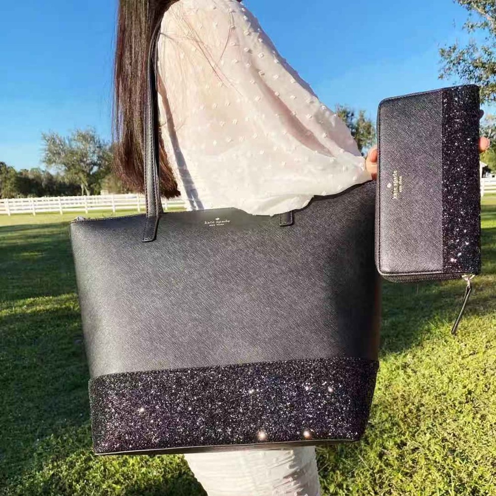 BUNDLE💕Kate Spade Tote & Wallet SET Glitter - Picture 2 of 12